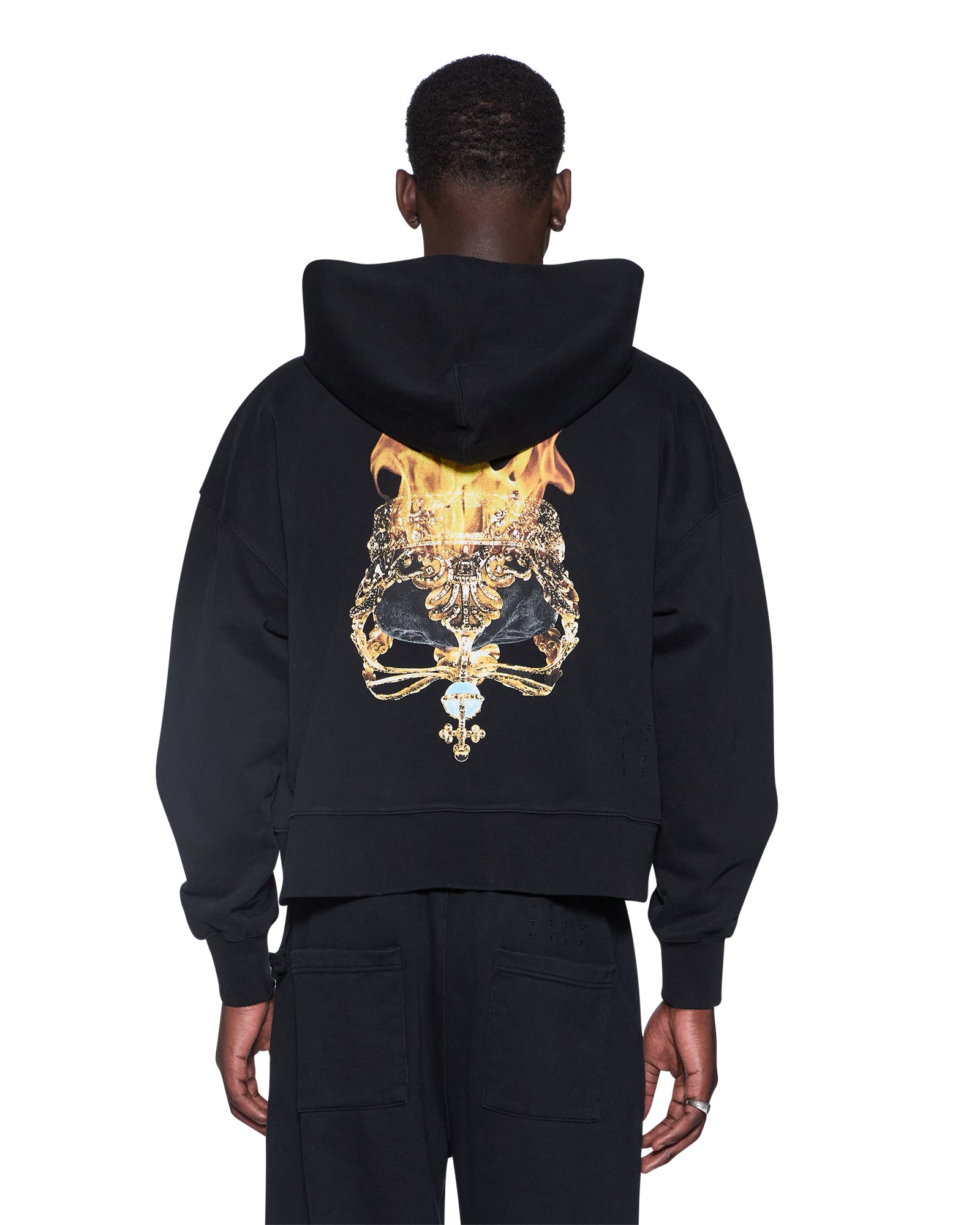 トップス kkkkk Mens Krown Halen Zip Hoodie Black Fleece | Ksubi ++