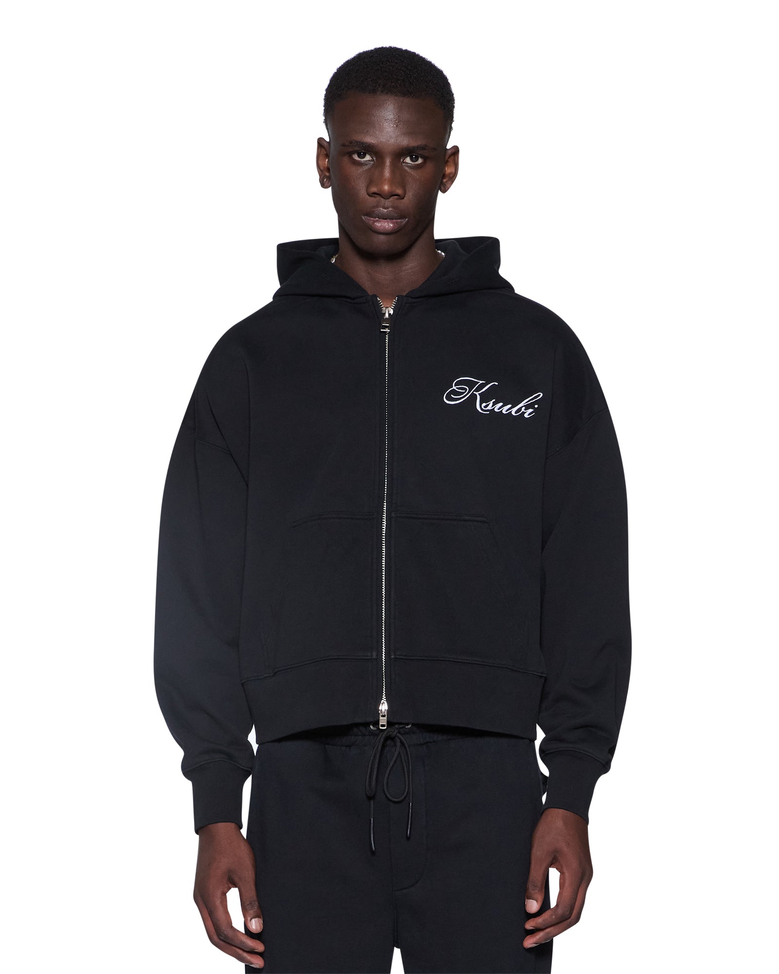 Mens Krown Halen Zip Hoodie Black Fleece | Ksubi ++