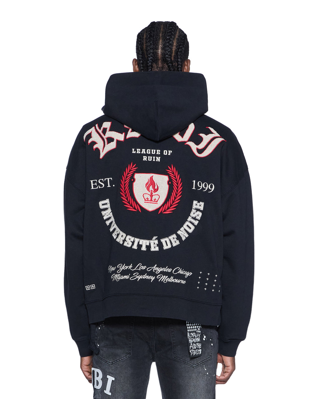 MENS LEAGUE EKCESS ZIP HOODIE JET BLACK FLEECE
