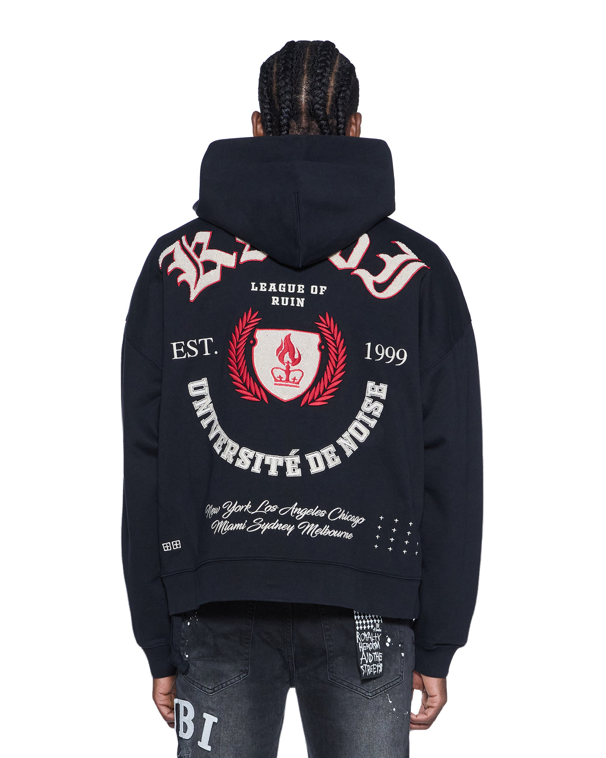 MENS LEAGUE EKCESS ZIP HOODIE JET BLACK FLEECE