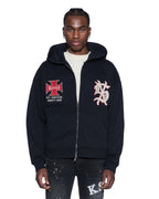 MENS LEAGUE EKCESS ZIP HOODIE JET BLACK FLEECE