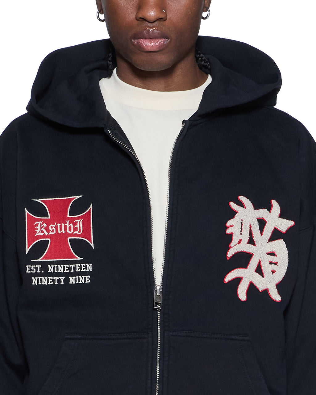 MENS LEAGUE EKCESS ZIP HOODIE JET BLACK FLEECE