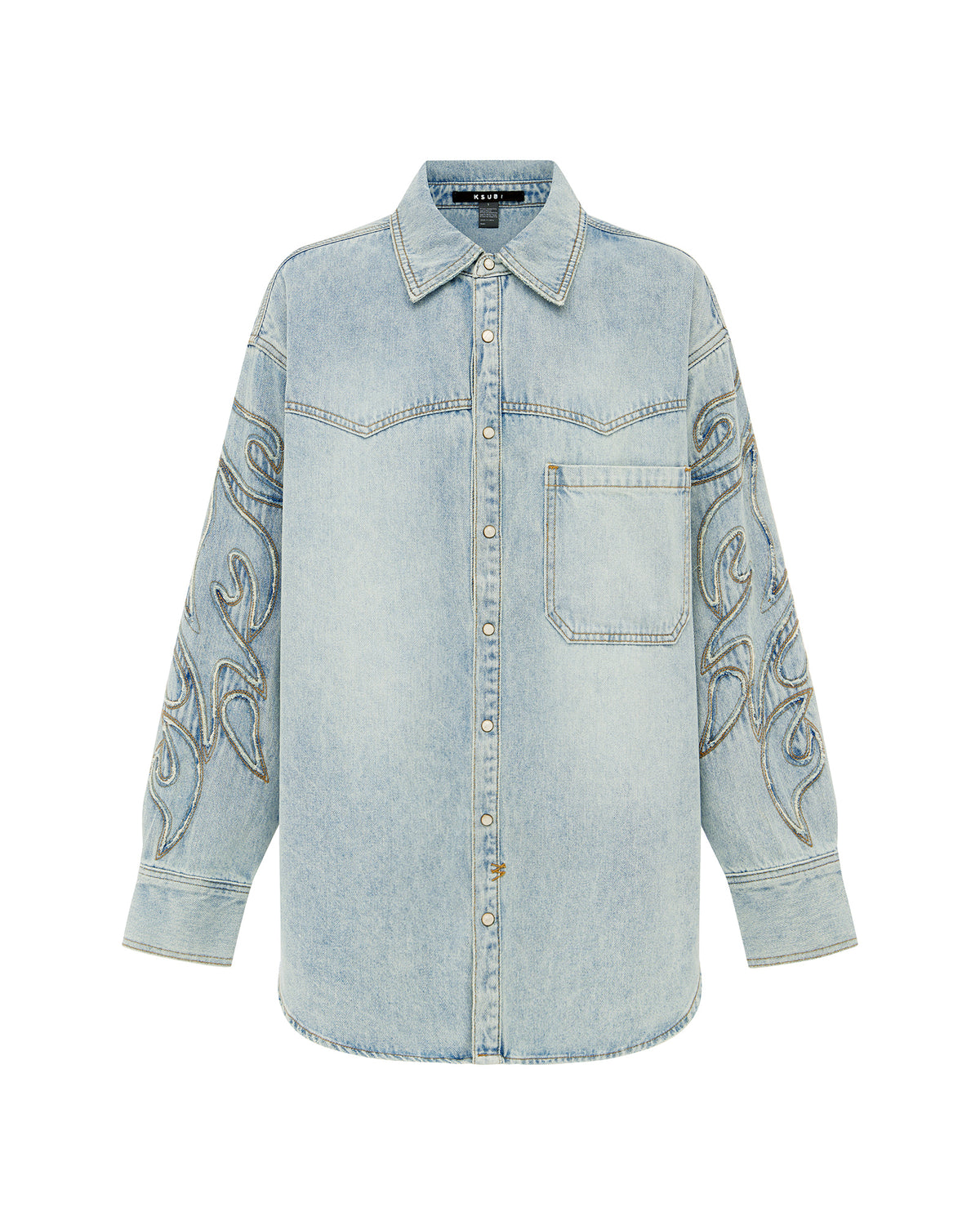 Womens Frontier Ls Shirt Paragon Patch Oversized Shirts - Denim