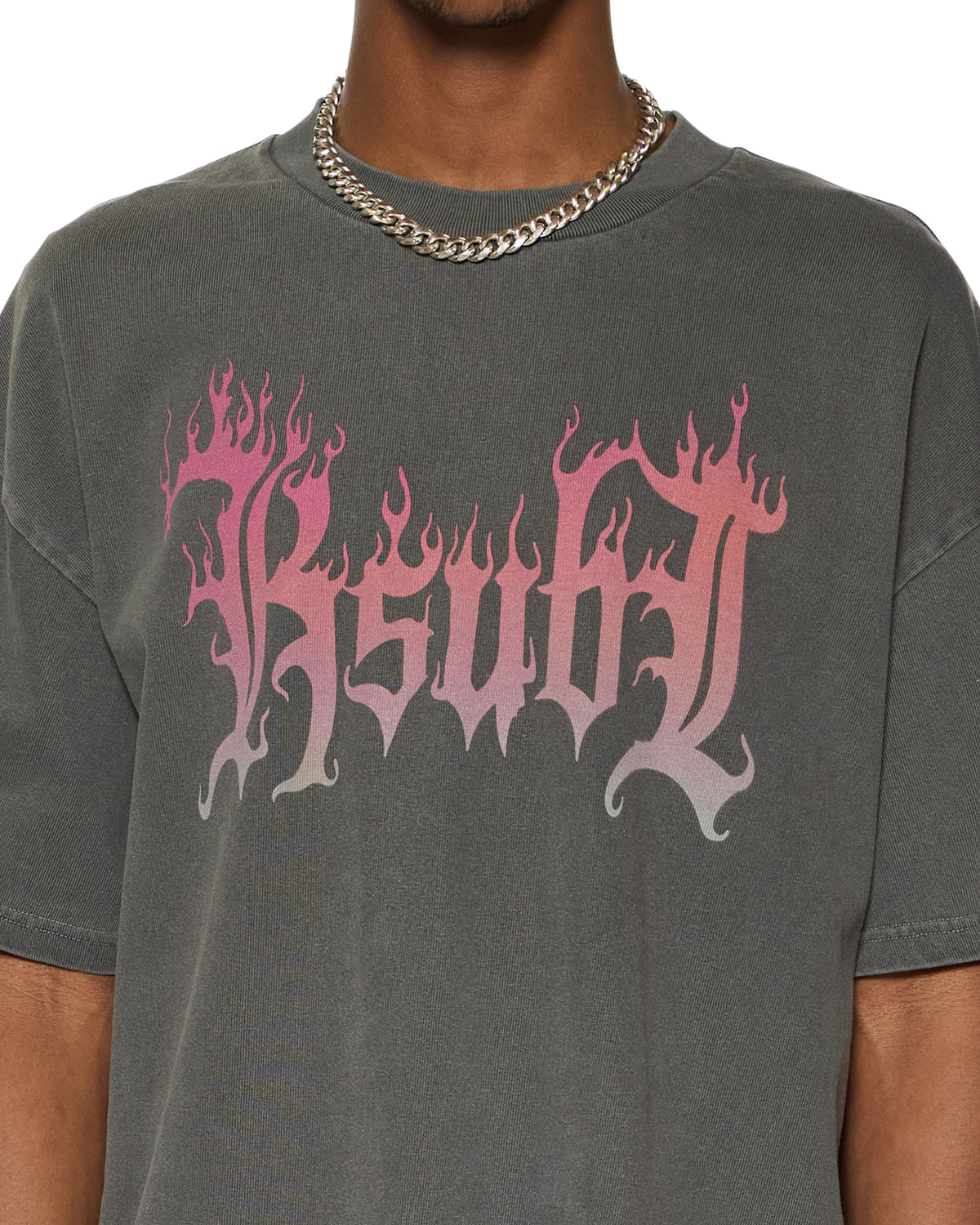 Mens Fuego Ekcess Ss Tee Charcoal Oversized Tees - Black