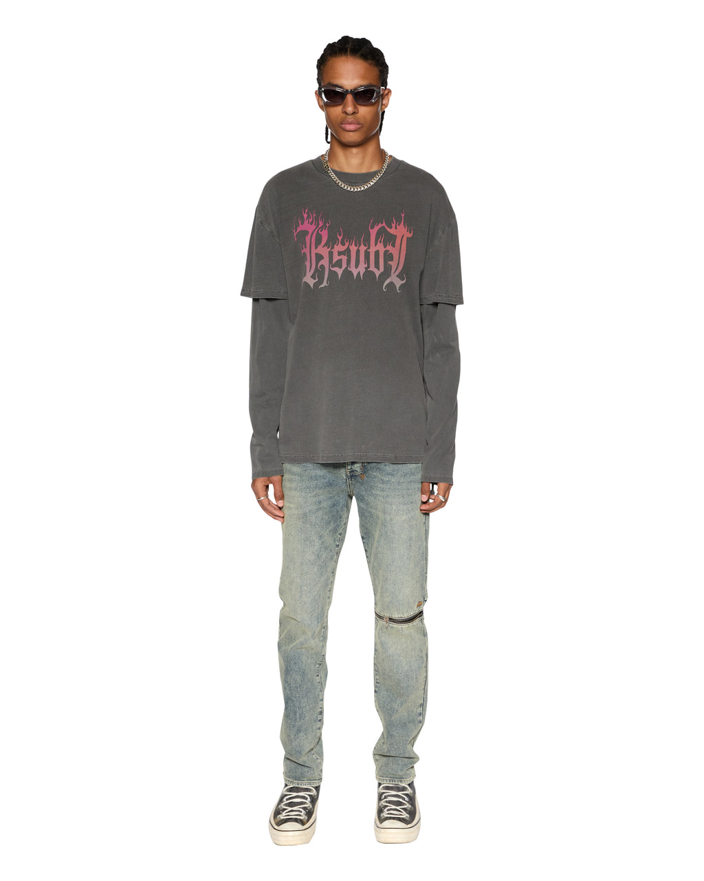 Mens Chitch Stage Dive Caged Slim Denim Jeans - Denim