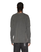 Mens Fuego Layered Ls Tee Charcoal Oversized Tees - Black