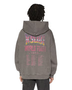 Mens Global Ekcess Hoodie Charcoal Oversized Fleece - Grey