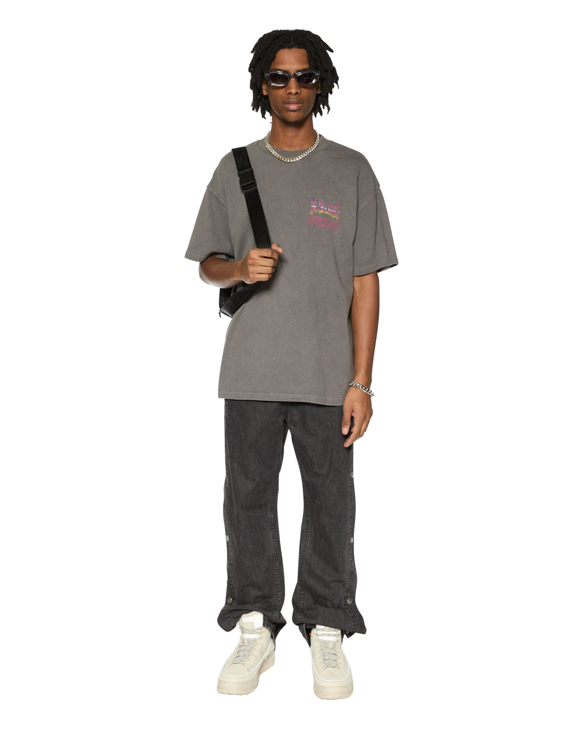 Mens Global Ekcess Ss Tee Black Fade Oversized Tees - Grey