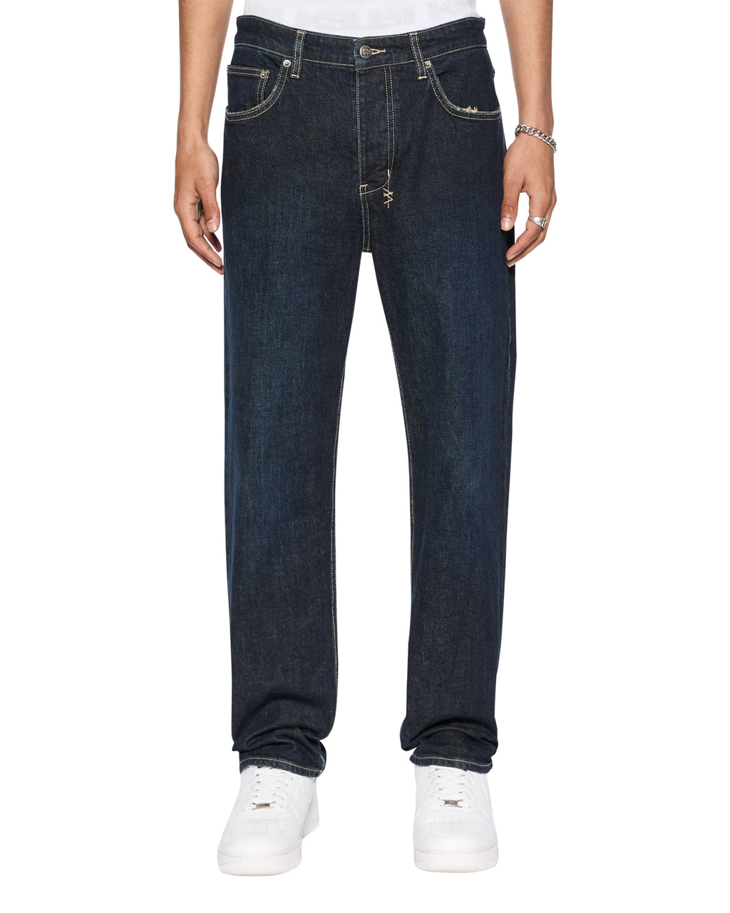 Mens Hazlow Rinsed Straight Denim Jeans - Denim