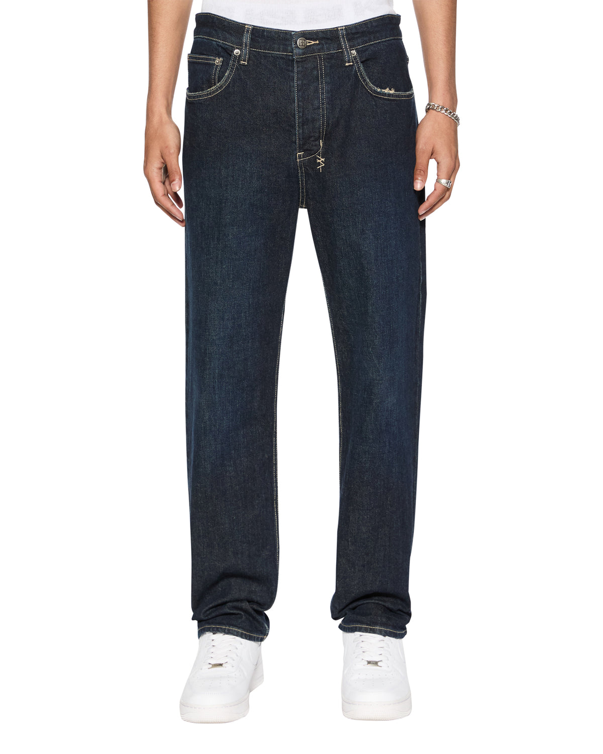 Mens Hazlow Rinsed Straight Denim Jeans - Denim