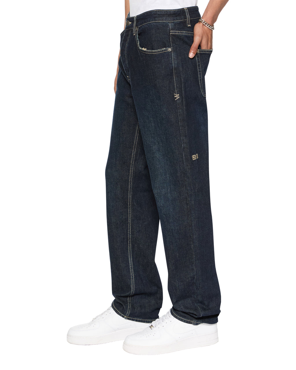 Mens Hazlow Rinsed Straight Denim Jeans - Denim