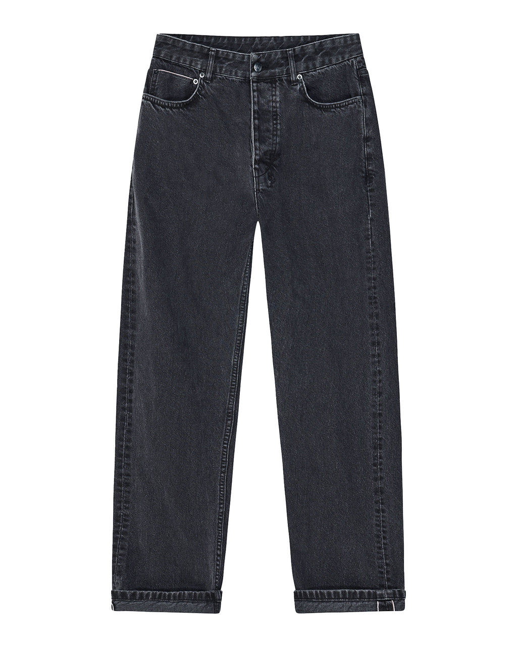 Mens Hazlow Selvedge Ny Black Straight Denim Jeans - Black