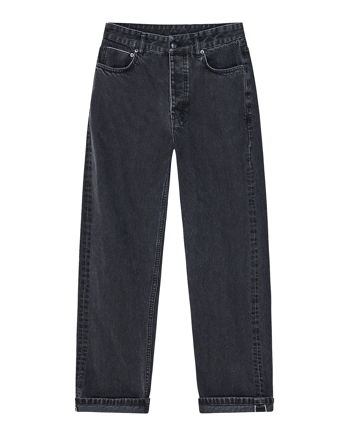 Mens Hazlow Selvedge Ny Black Straight Denim Jeans - Black