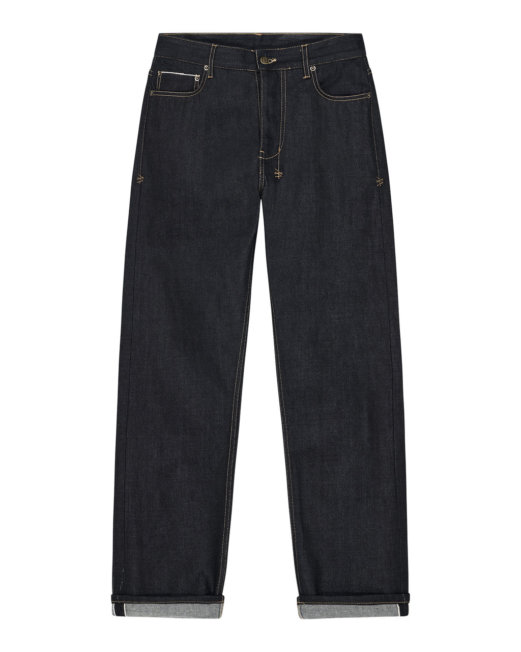 Mens Hazlow Selvedge Raw Straight Denim Jeans - Denim
