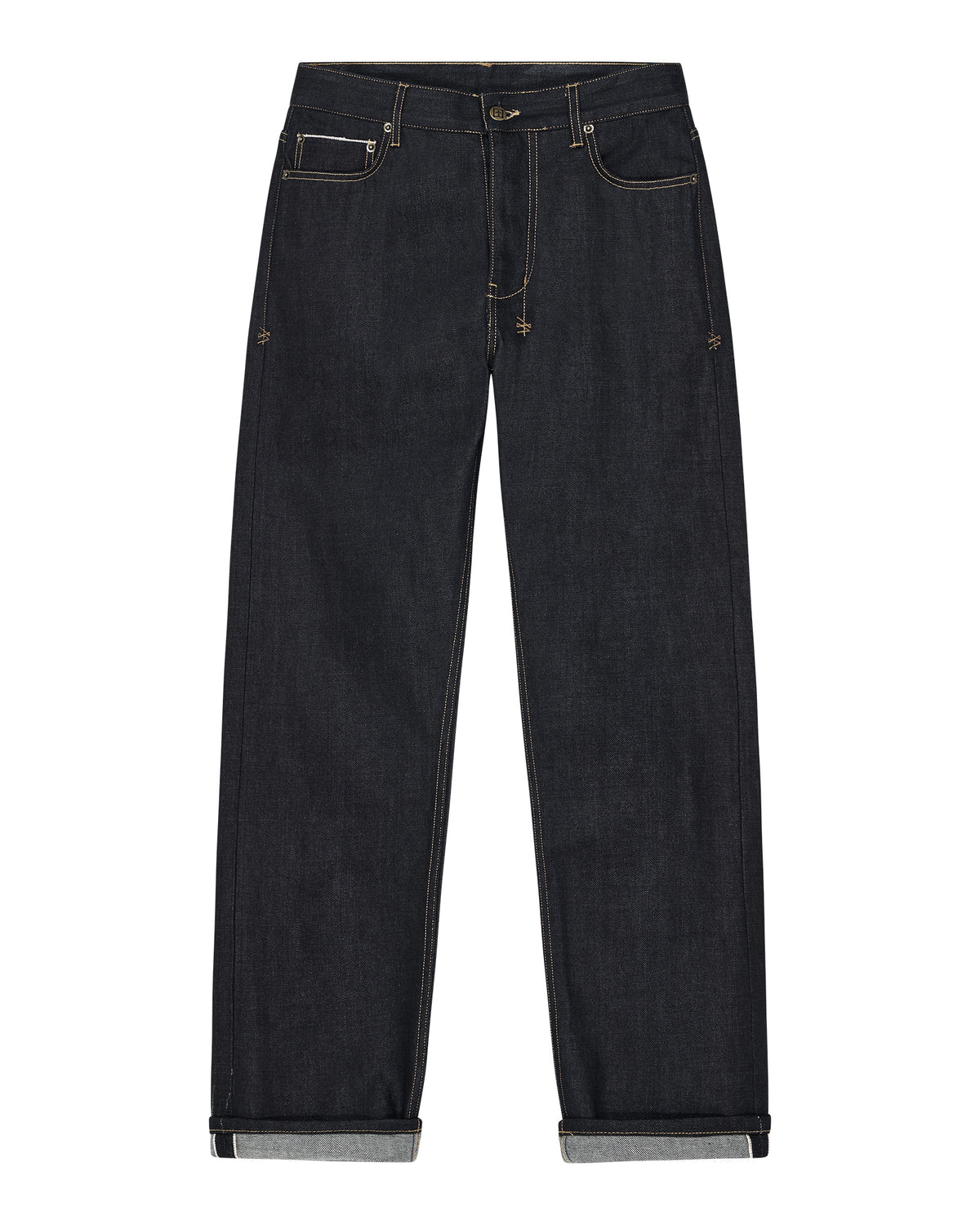 Mens Hazlow Selvedge Raw Straight Denim Jeans - Denim