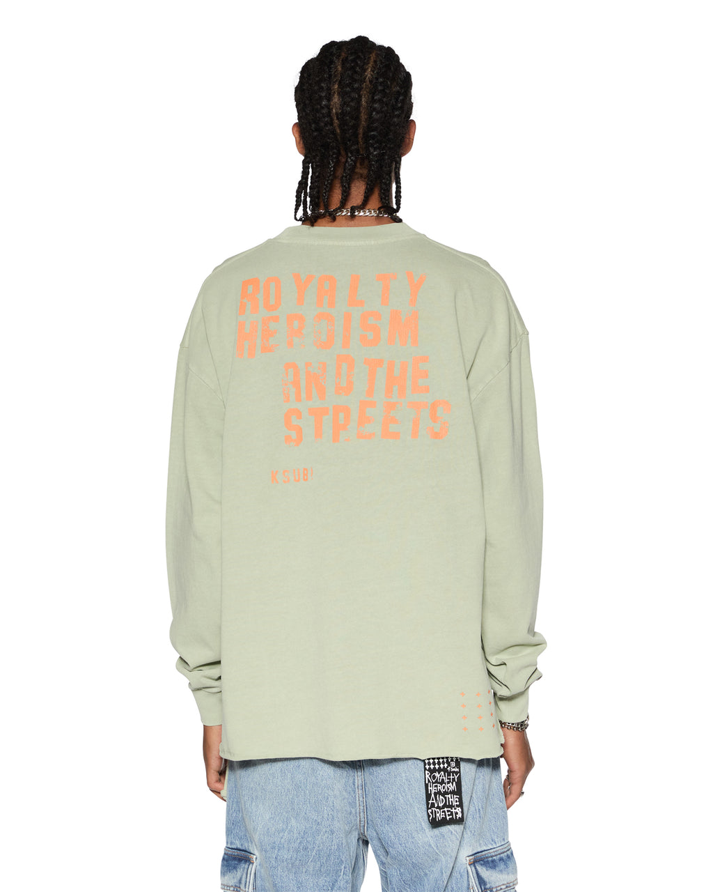 Mens Hero Ekcess Ls Tee Grass Oversized Tees - Green
