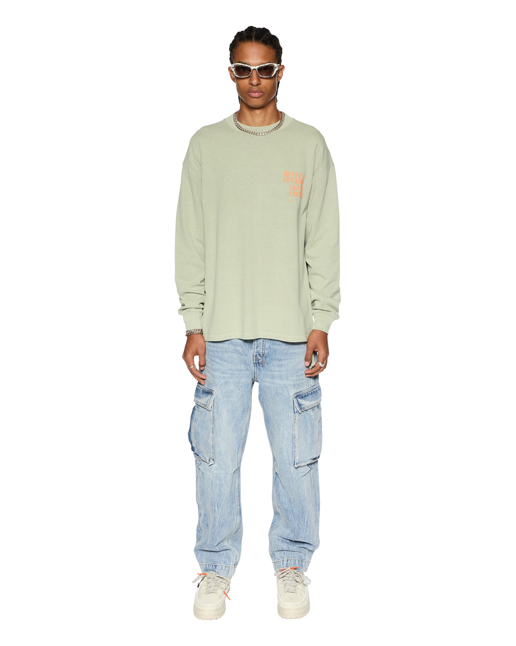 Mens Hero Ekcess Ls Tee Grass Oversized Tees - Green