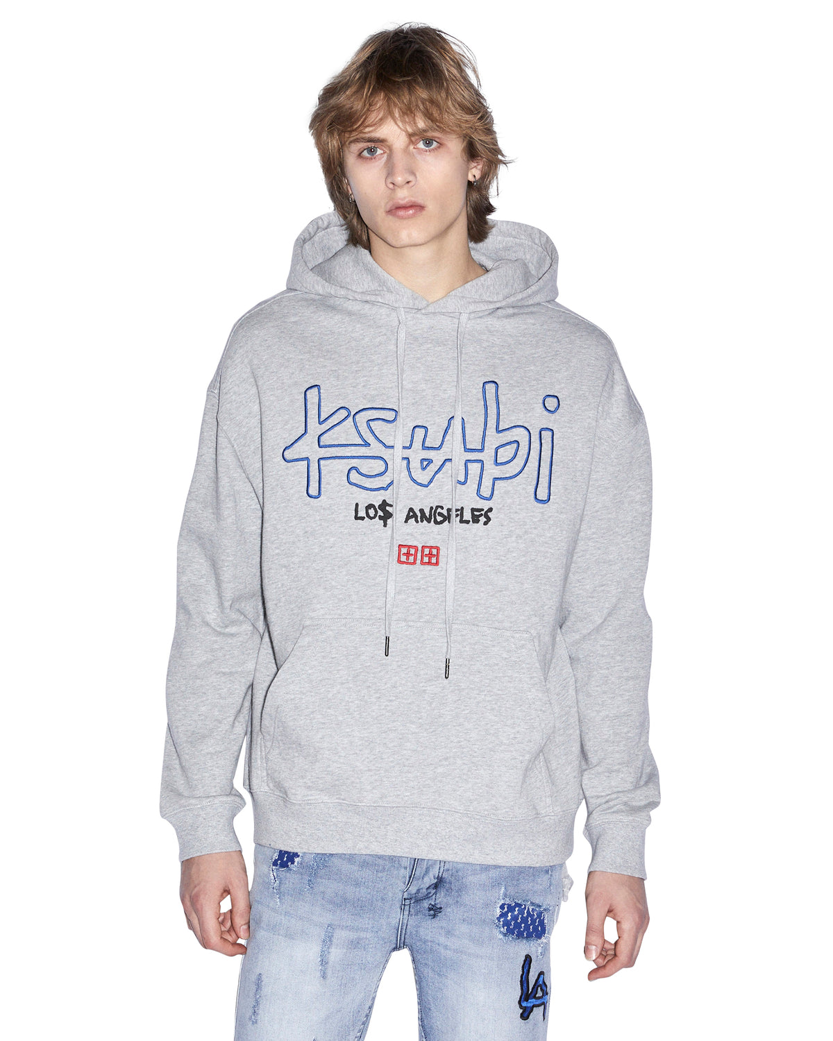 MENS LA 4X4 BIGGIE HOODIE GREY MARLE FLEECE