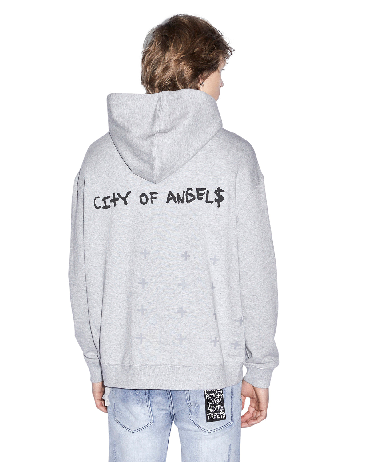 MENS LA 4X4 BIGGIE HOODIE GREY MARLE FLEECE