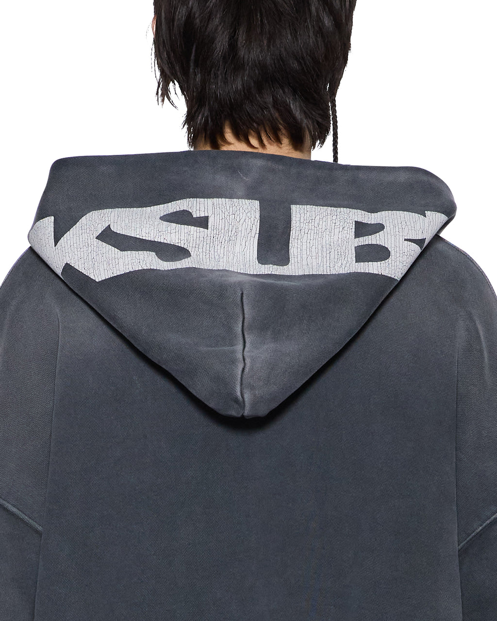 MENS ACE EKCESS ZIP THRU HOODIE BLACK FADE FLEECE