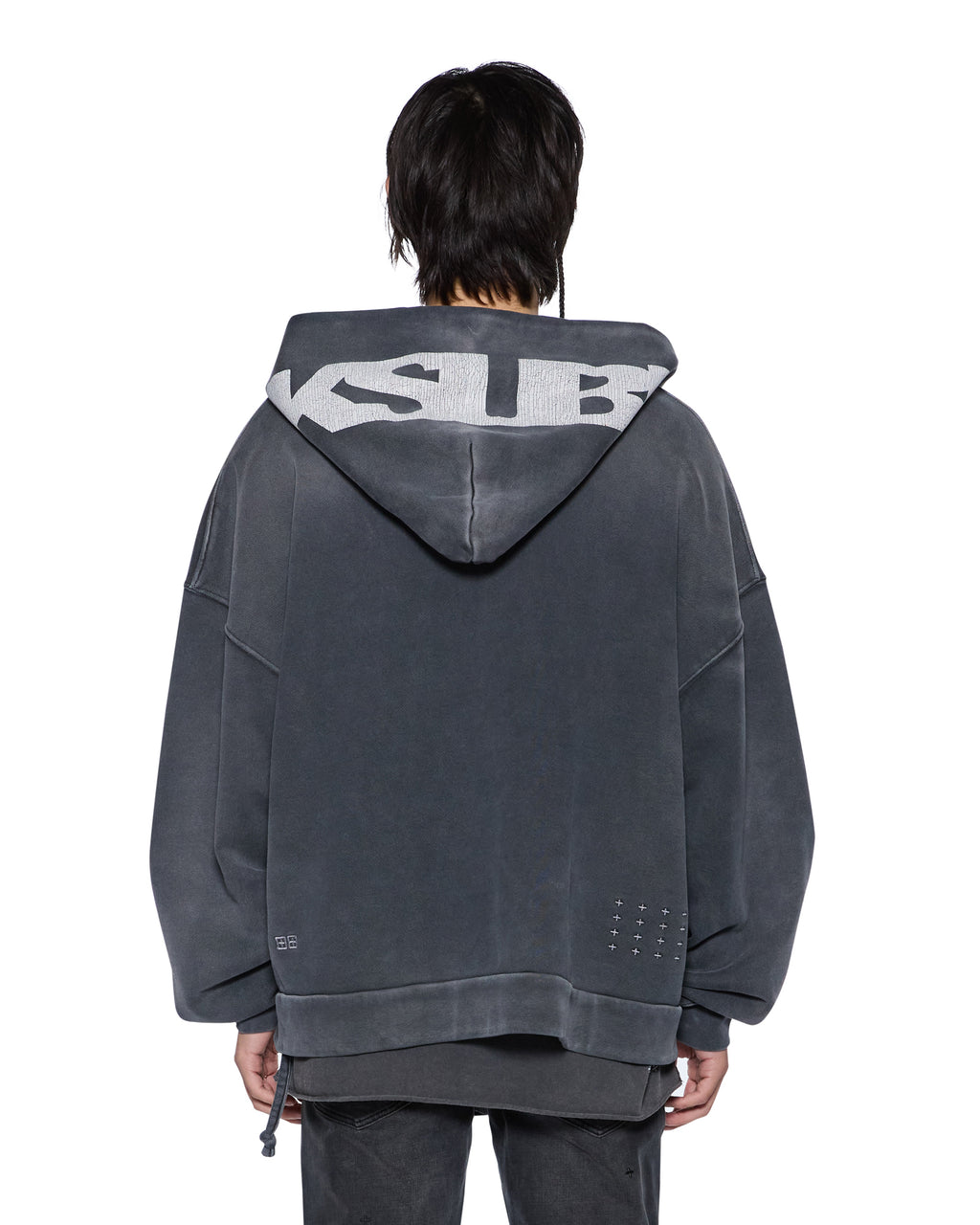 MENS ACE EKCESS ZIP THRU HOODIE BLACK FADE FLEECE