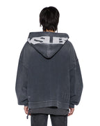 MENS ACE EKCESS ZIP THRU HOODIE BLACK FADE FLEECE