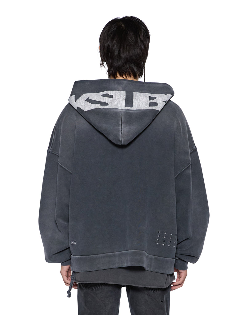 Mens Ace Ekcess Zip Thru Hoodie Black Fade Fleece | Ksubi ++
