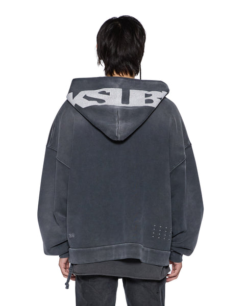 Mens Ace Ekcess Zip Thru Hoodie Black Fade Fleece | Ksubi ++