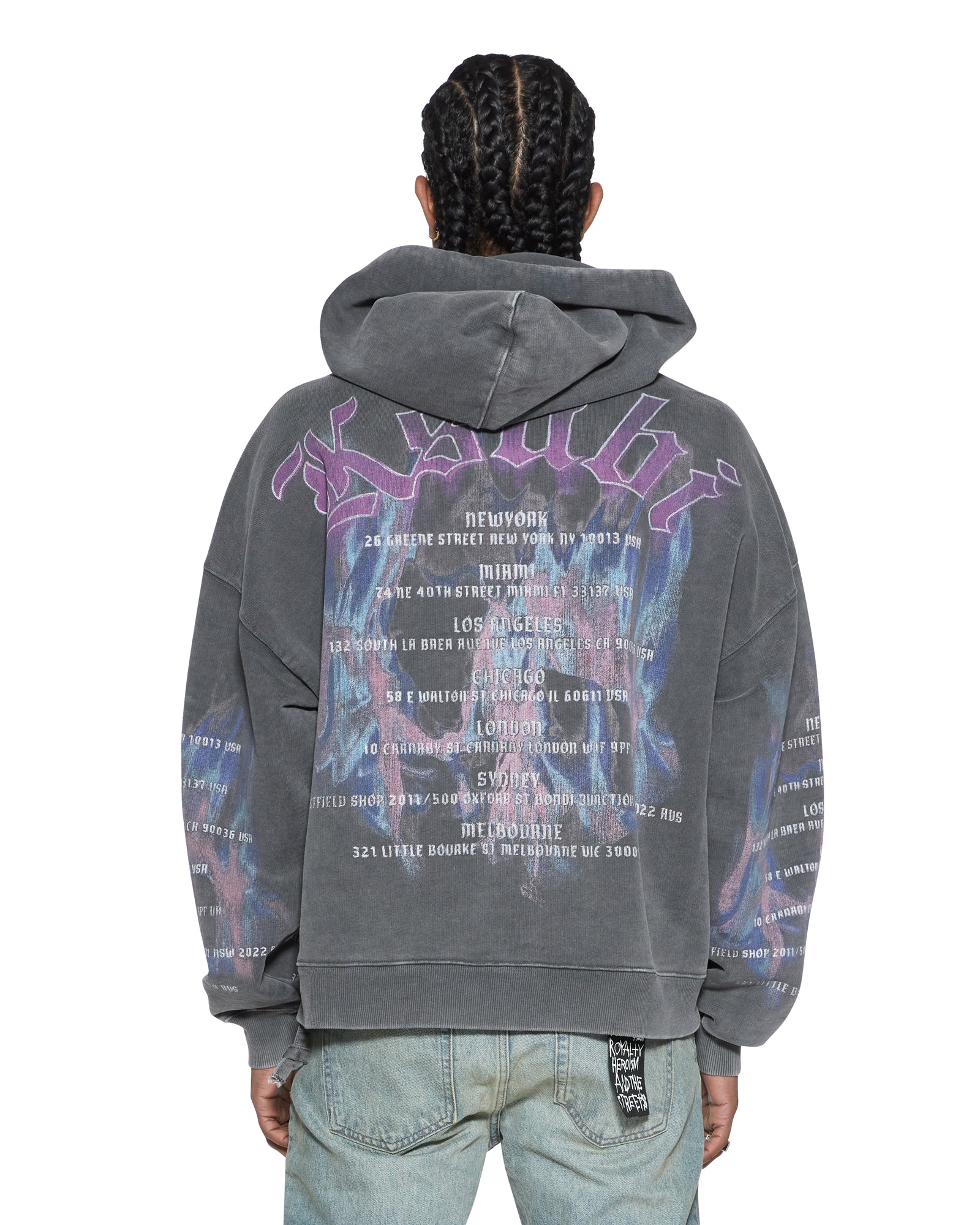 Mens Fallen Ekcess Zip Hoodie Faded Black Fleece | Ksubi ++
