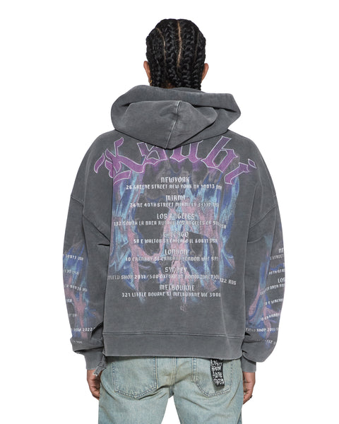 Mens Fallen Ekcess Zip Hoodie Faded Black Fleece | Ksubi ++