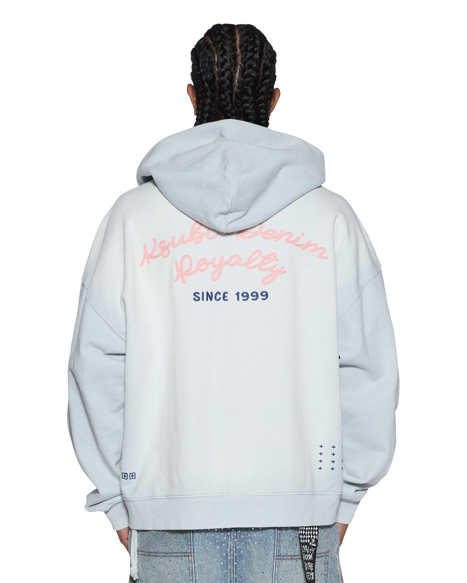 MENS EFFECT EKCESS ZIP HOODIE ICE MIST OVERSIZED FLEECE