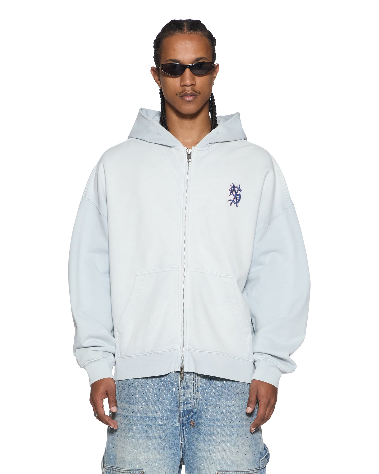 Mens Effect Ekcess Zip Hoodie Ice Mist Fleece | Ksubi ++