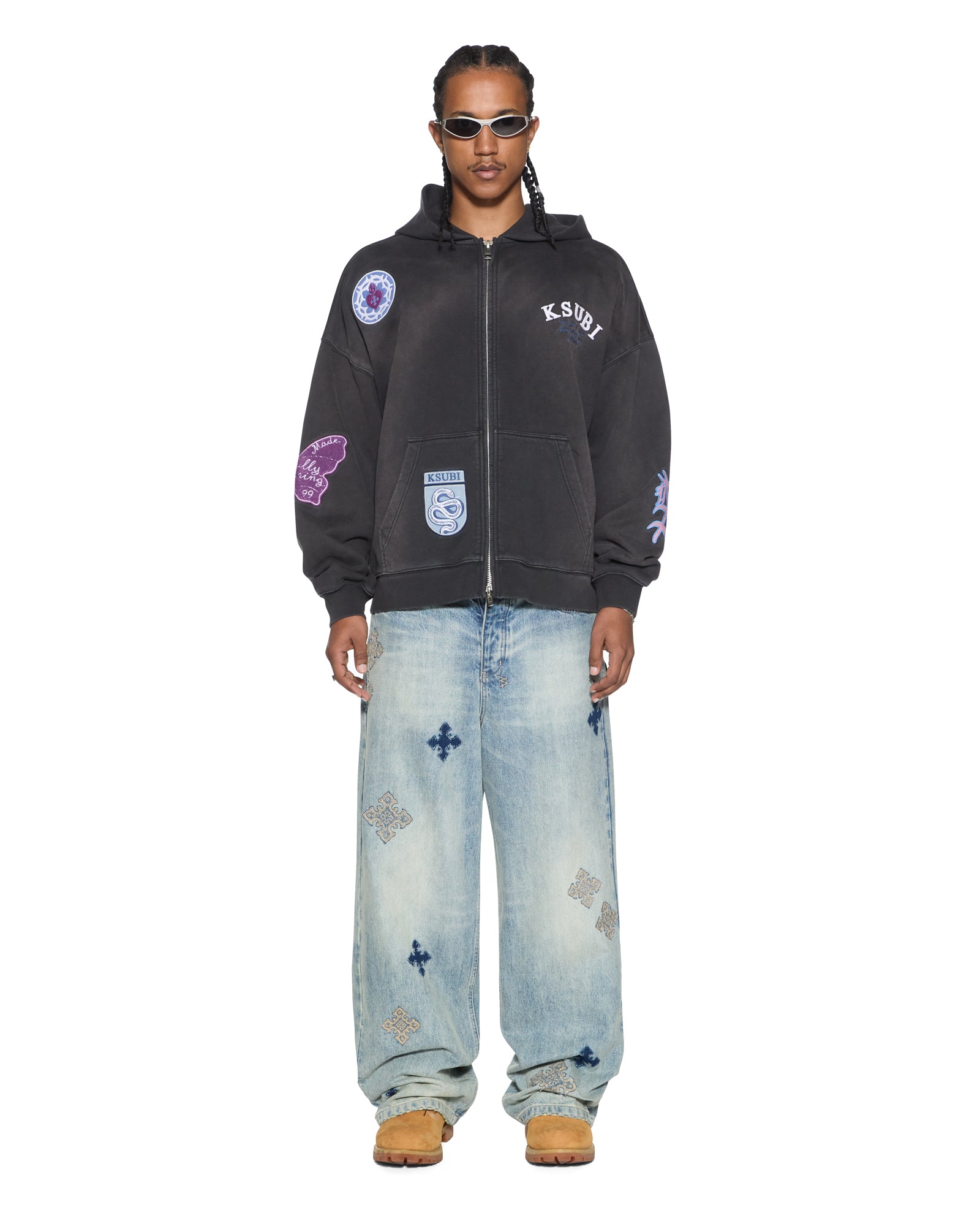 Mens Genesis Ekcess Zip Hoodie Charcoal Fade Fleece | Ksubi ++
