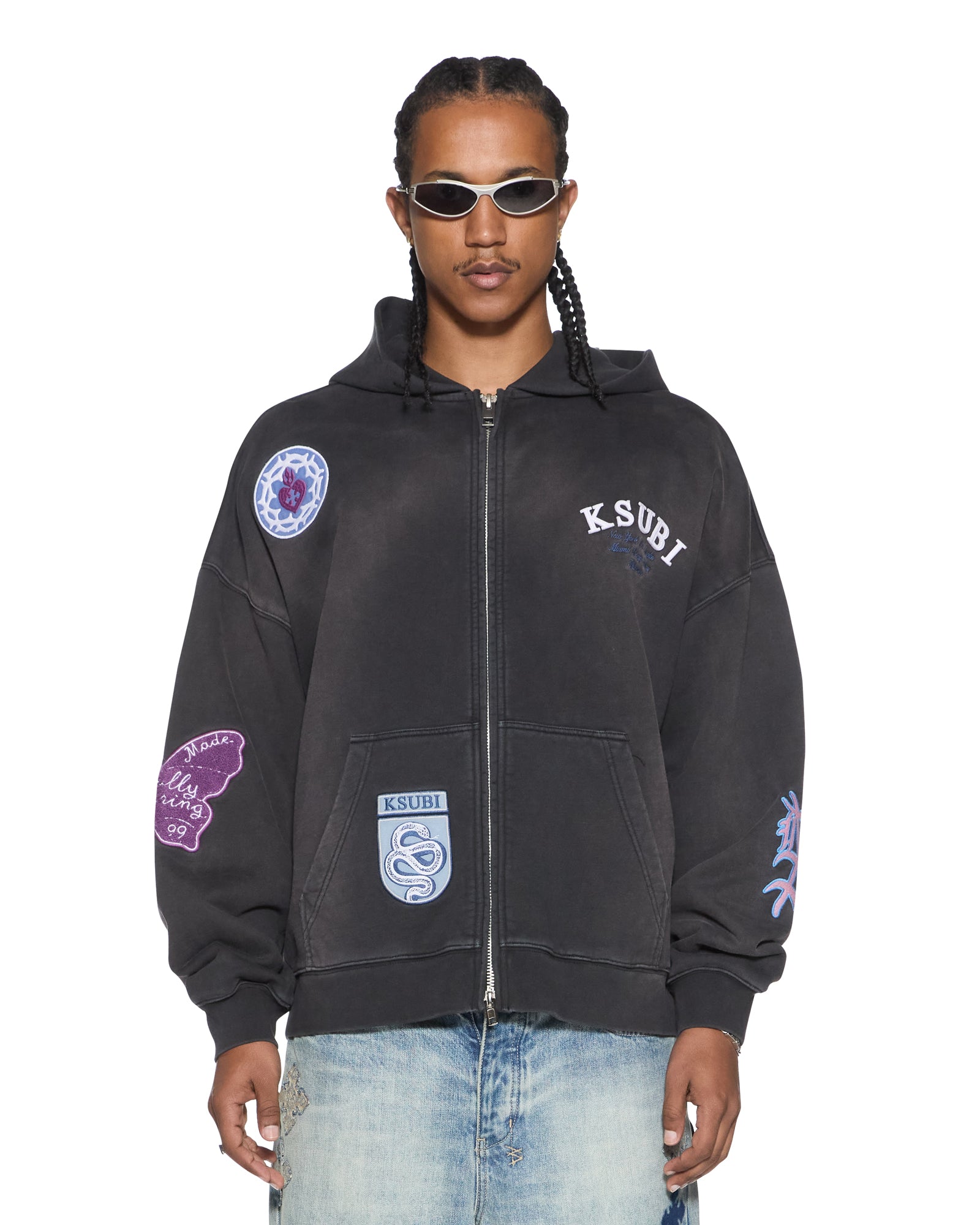 ksubi 29インチ　正規品 Mens Genesis Ekcess Zip Hoodie Charcoal Fade Fleece | Ksubi ++