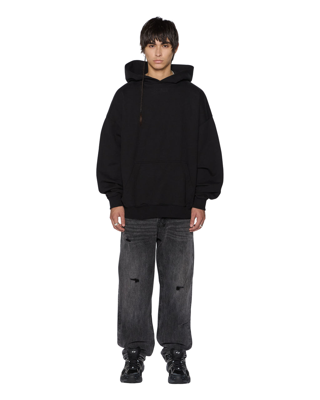 MENS INTRUDER EKCESS HOODIE JET BLACK FLEECE
