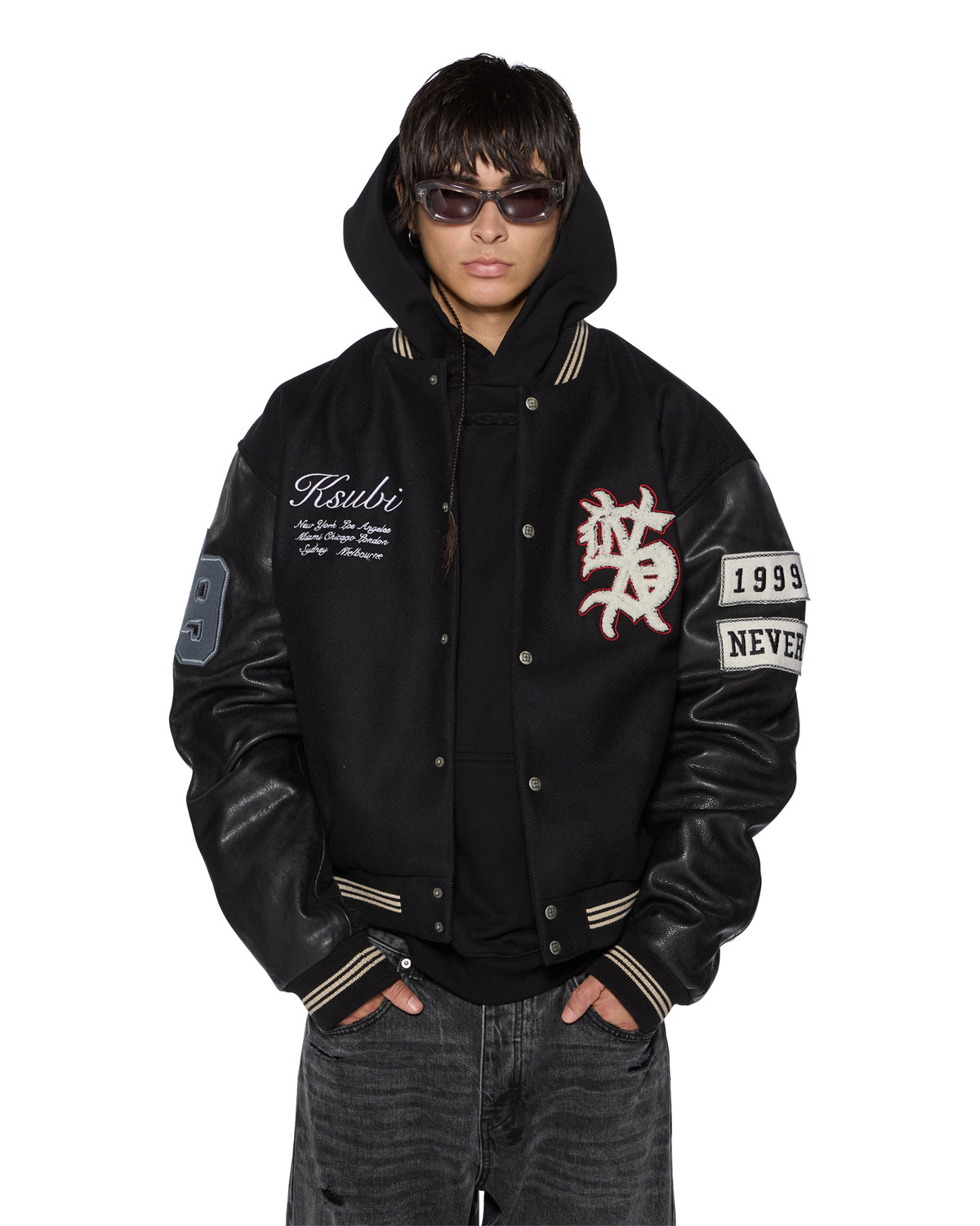 MENS PLAYOFF VARSITY JACKET BLACK JACKETS