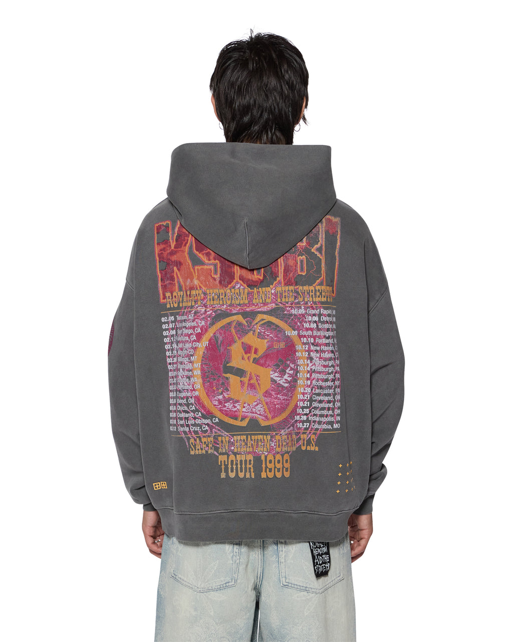 Mens Kickstart Ekcess Hoodie Charcoal Oversized Fleece - Grey