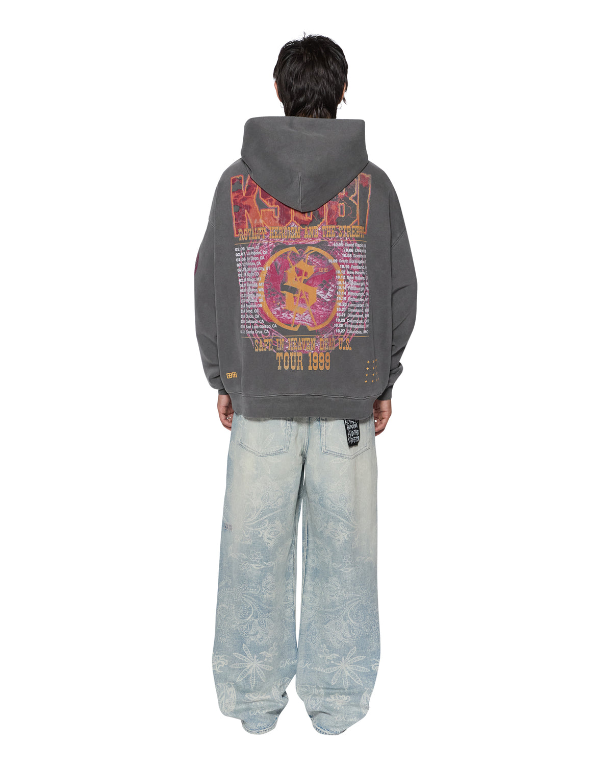 Mens Kickstart Ekcess Hoodie Charcoal Oversized Fleece - Grey