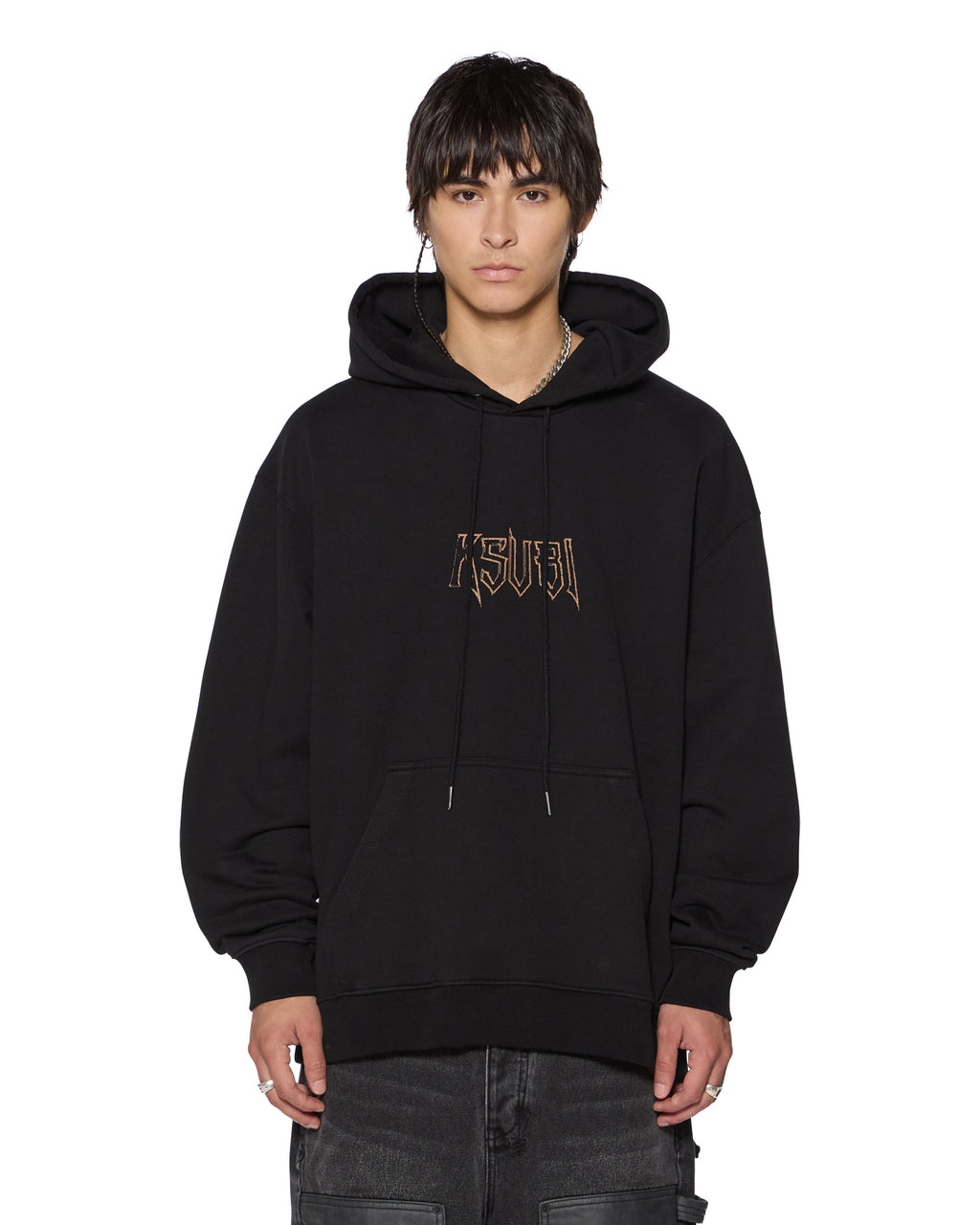 Mens Kingdom Biggie Hoodie Jet Black Oversized Fleece - Black