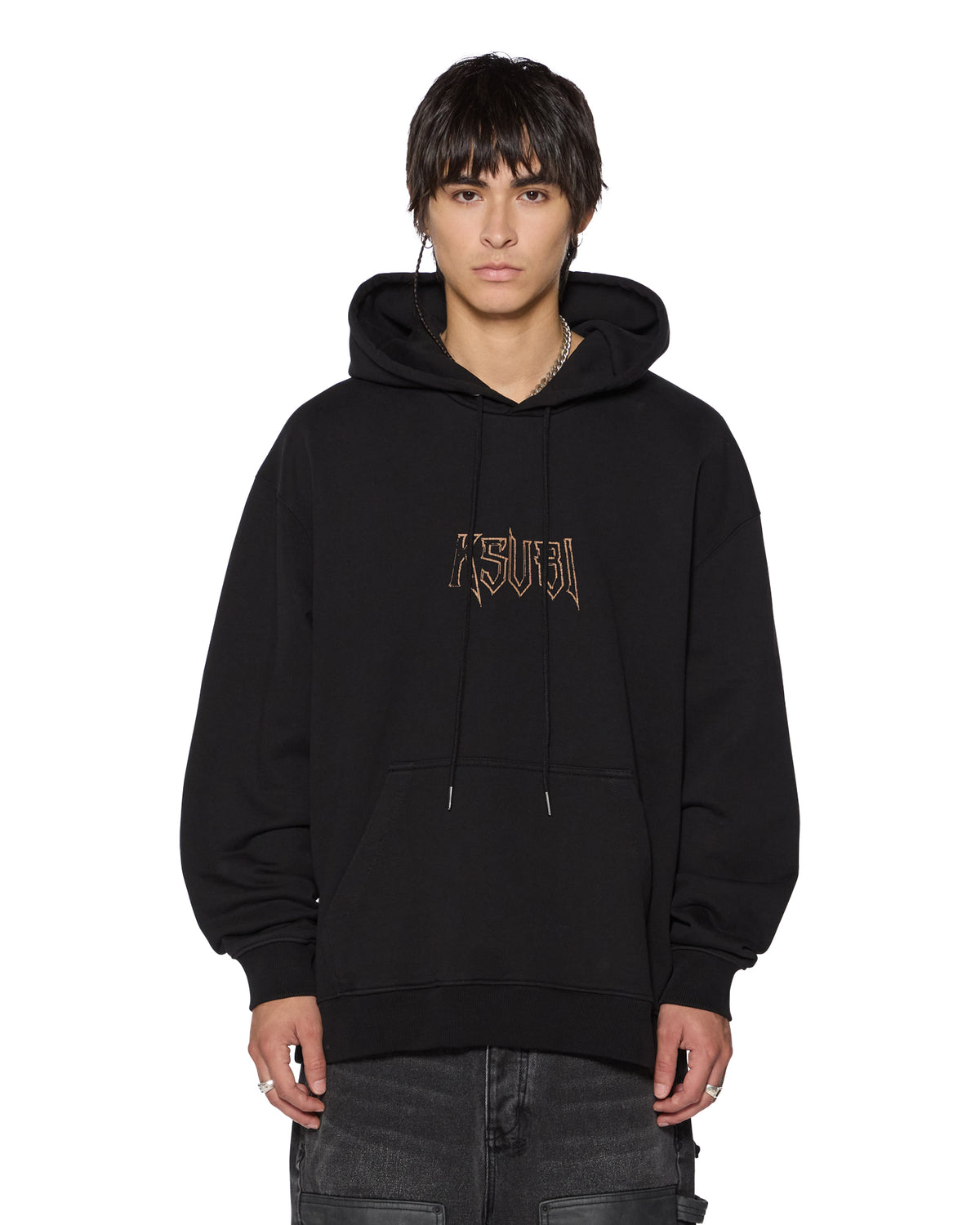 Mens Kingdom Biggie Hoodie Jet Black Oversized Fleece - Black