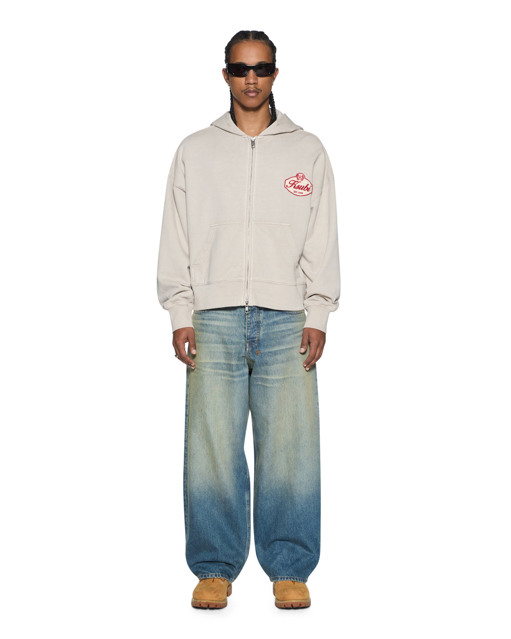 Mens Klasse Halen Zip Hoodie Smoke Baggy Fleece - Grey