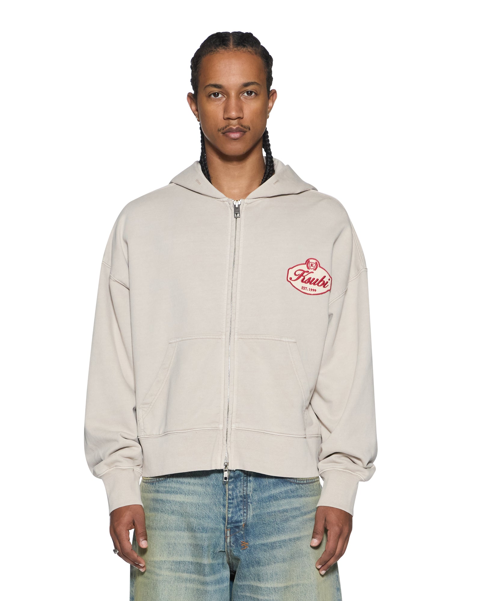 Mens Klasse Halen Zip Hoodie Smoke Fleece | Ksubi ++