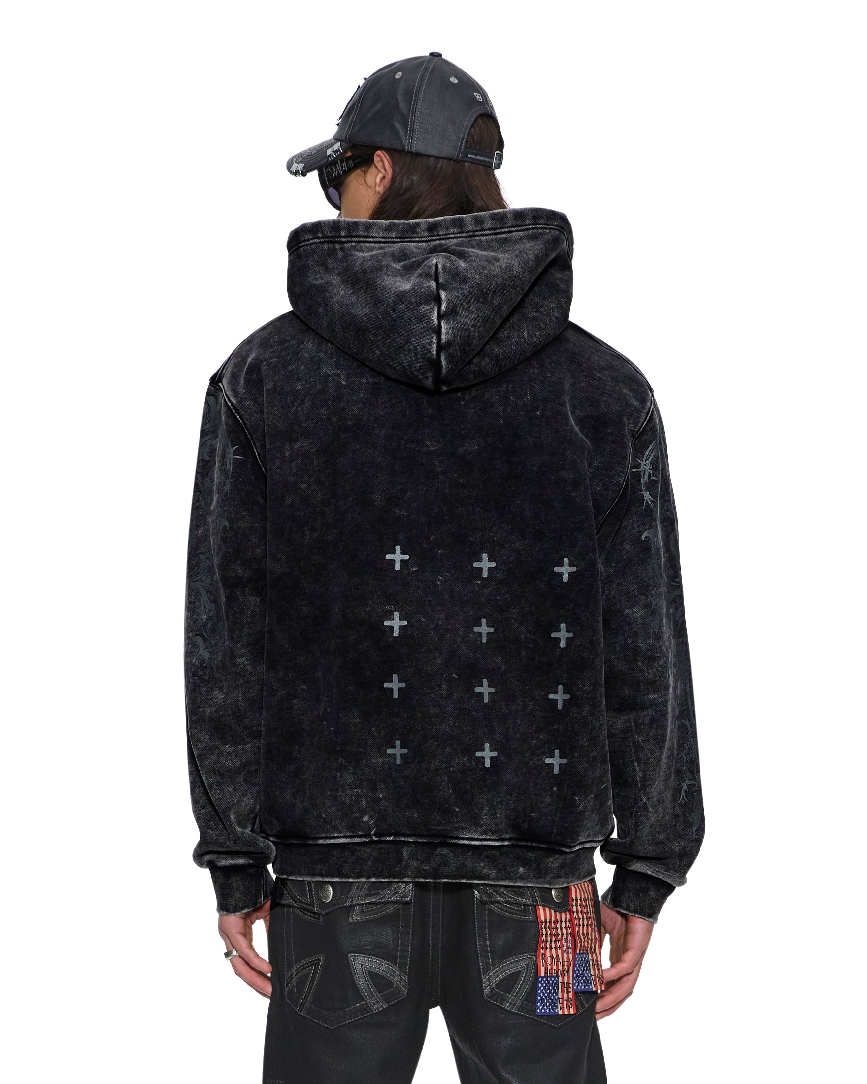 MENS KSUBI X ALICE HOLLYWOOD GRAPHIC ZIP HOODIE BLACK JACKETS