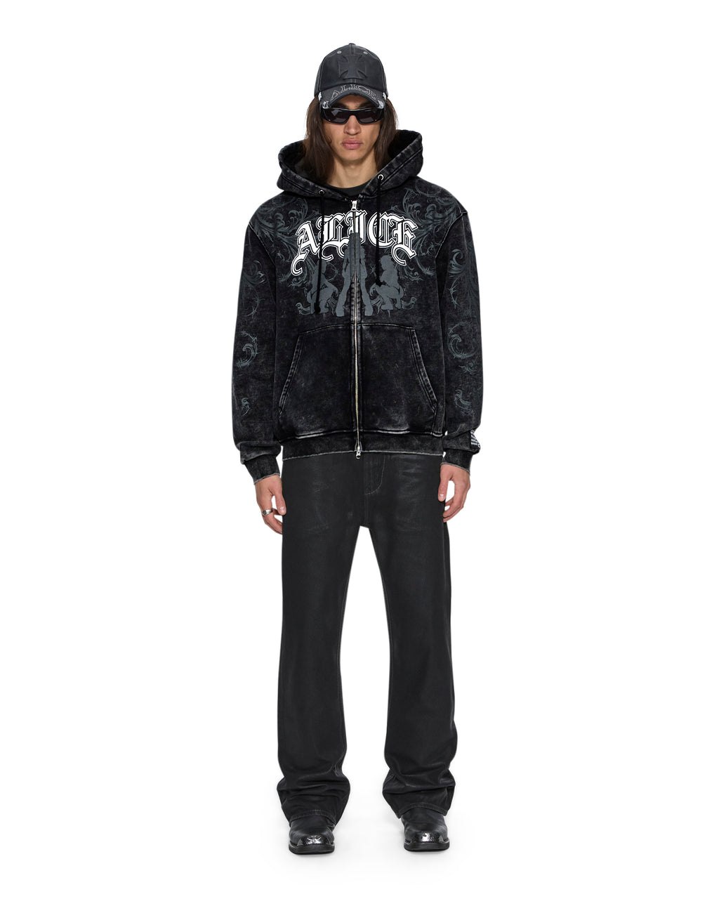 MENS KSUBI X ALICE HOLLYWOOD GRAPHIC ZIP HOODIE BLACK JACKETS