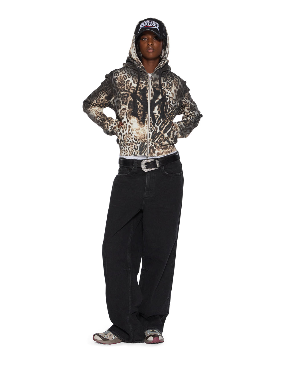 WOMENS MOWALOLA ZIP HOODIE CHEETAH FLEECE