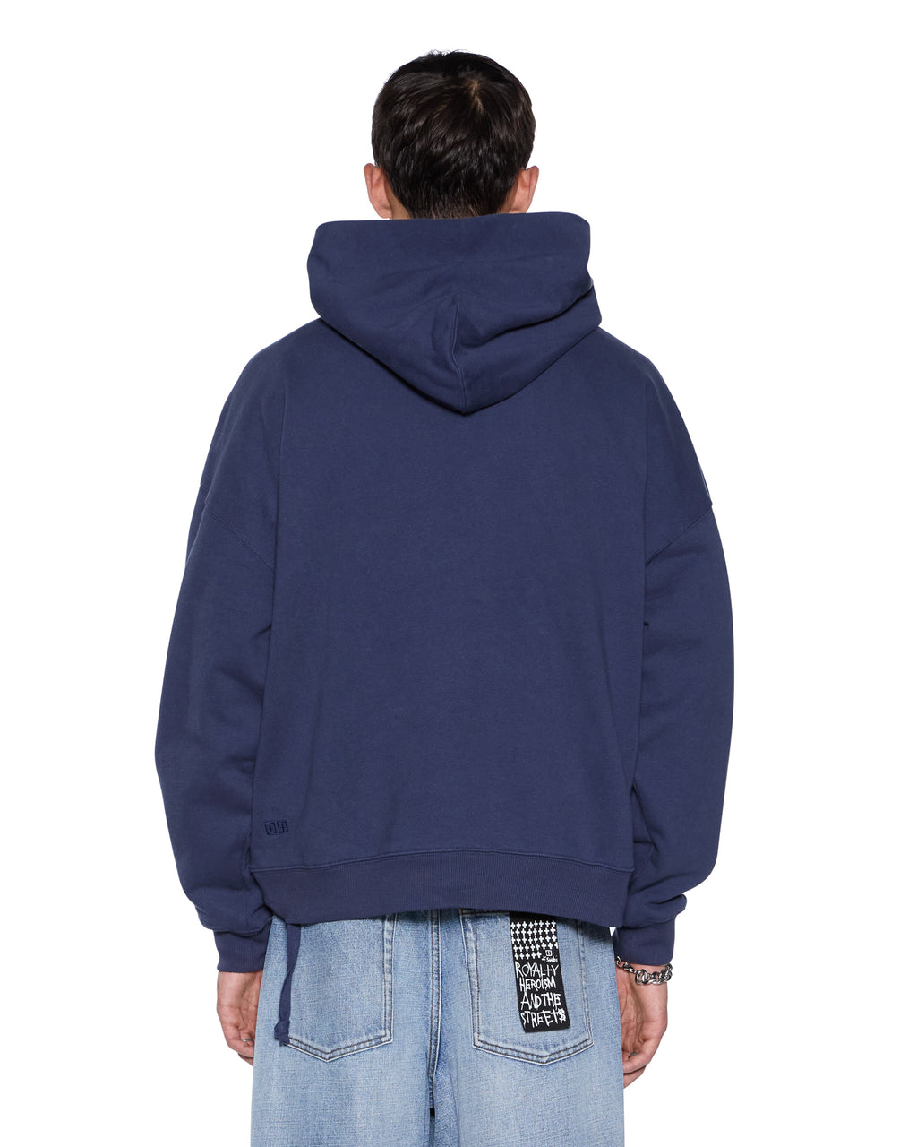 MENS PATCHED EKCESS HOODIE NAVY FLEECE