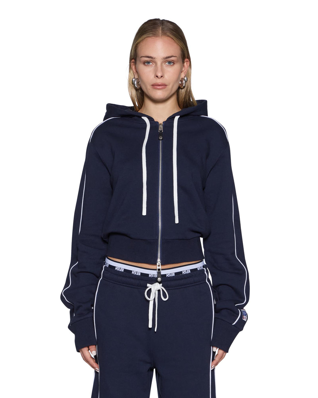 Womens Raceway Carter Slim Hoodie Navy Relaxed Fleece - Navy