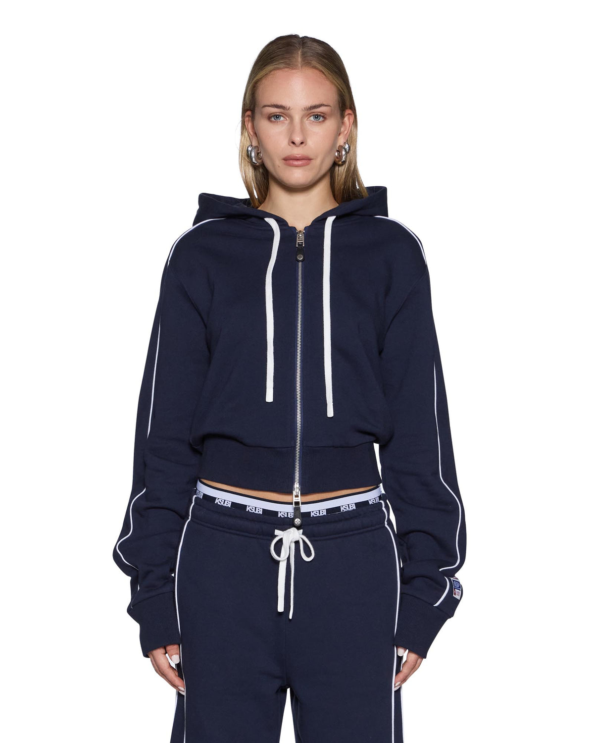 Womens Raceway Carter Slim Hoodie Navy Relaxed Fleece - Navy