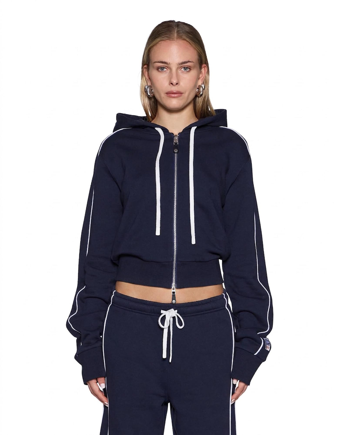 Womens Raceway Carter Slim Hoodie Navy Relaxed Fleece - Navy