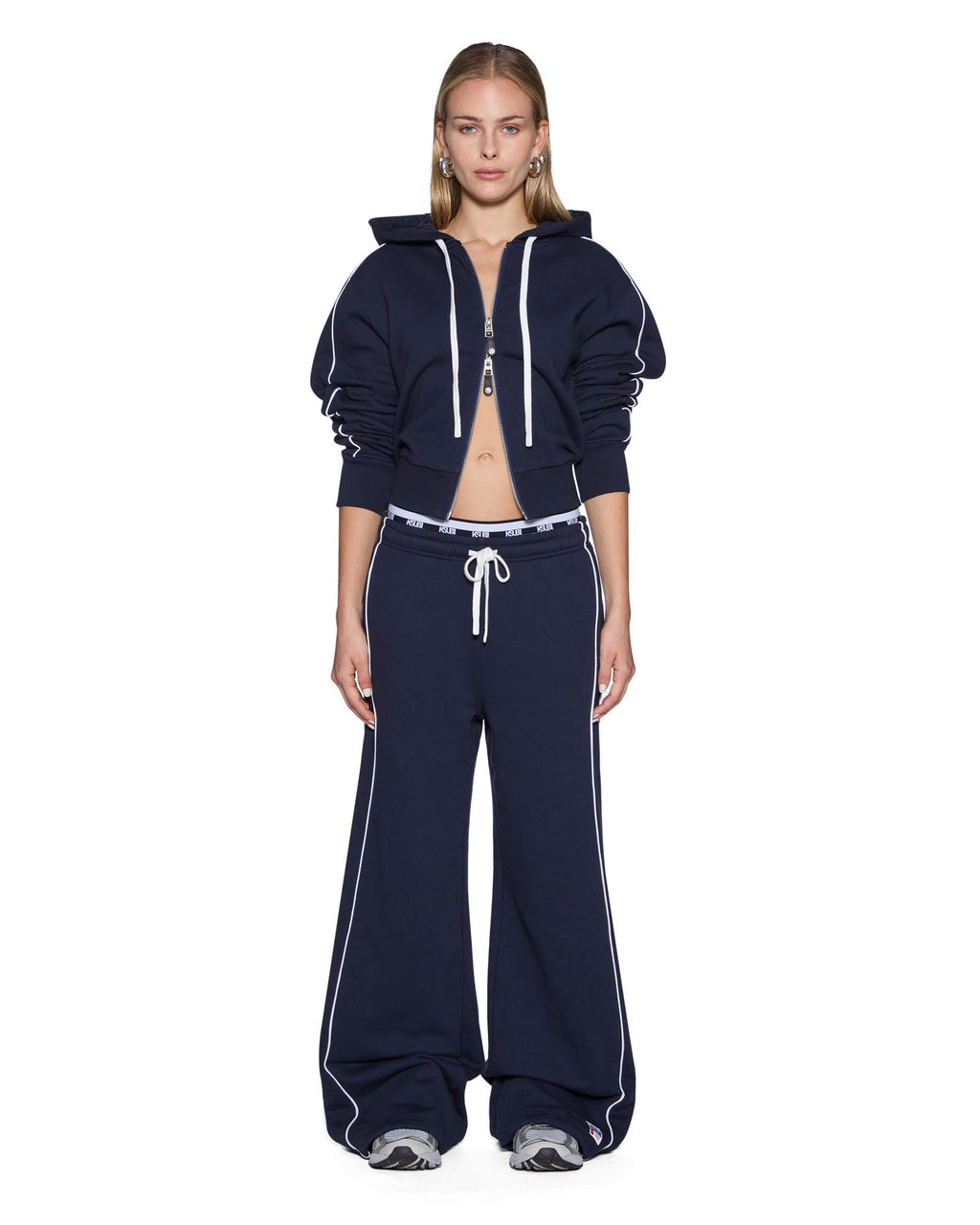 Womens Raceway Carter Slim Hoodie Navy Relaxed Fleece - Navy